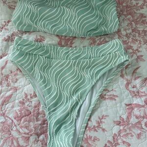 Mint Green Textured Bikini Set